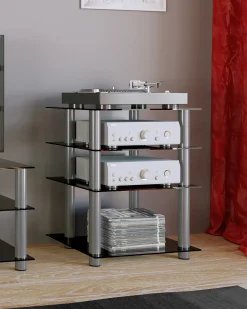 Móveis Hifi Bilus Vidro preto A. 70 x L. 59 x P. 48 cm