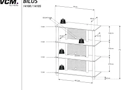 Móveis Hifi Bilus Vidro preto A. 70 x L. 59 x P. 48 cm