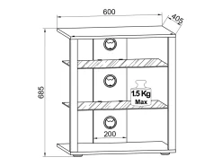 Móveis Hifi Folas Branco A. 70 x L. 60 x P. 41 cm