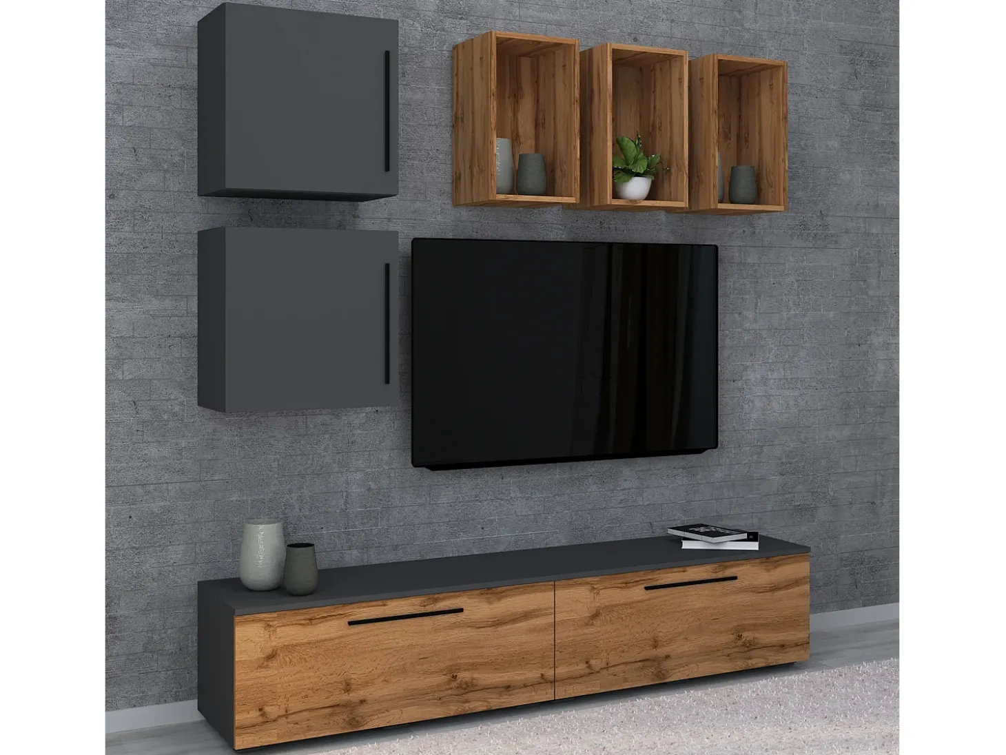 Móveis para TV Arila Antracite/carvalho mel A. 200 x L. 190 x P. 40 cm
