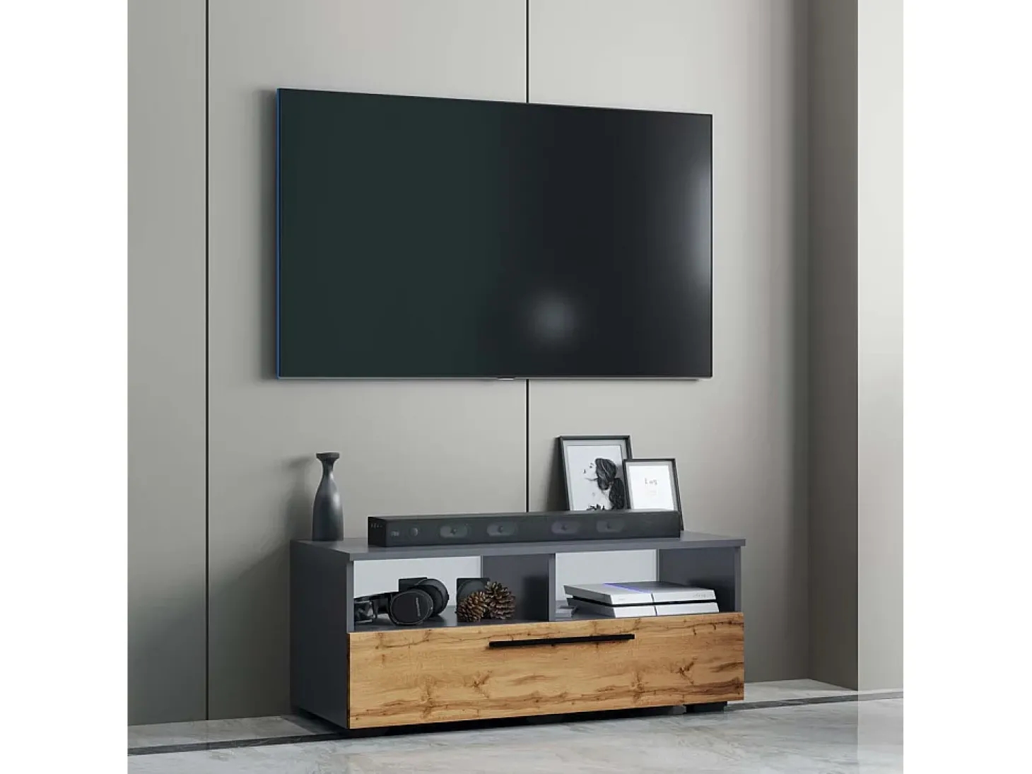 Móveis para TV Arila Antracite/carvalho mel A. 39 x L. 95 x P. 40 cm