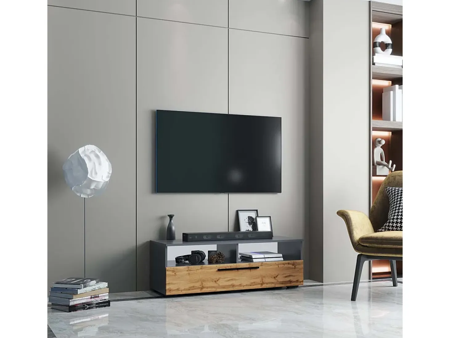 Móveis para TV Arila Antracite/carvalho mel A. 39 x L. 115 x P. 40 cm