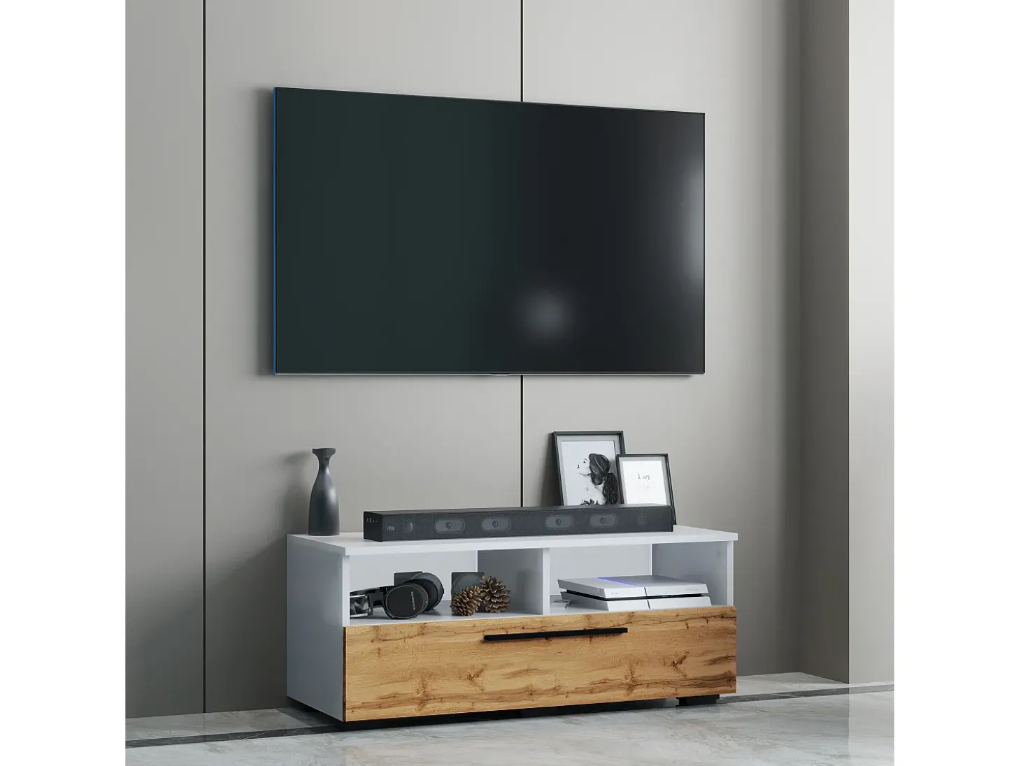 Móveis para TV Arila Branco/carvalho de mel A. 39 x L. 95 x P. 40 cm