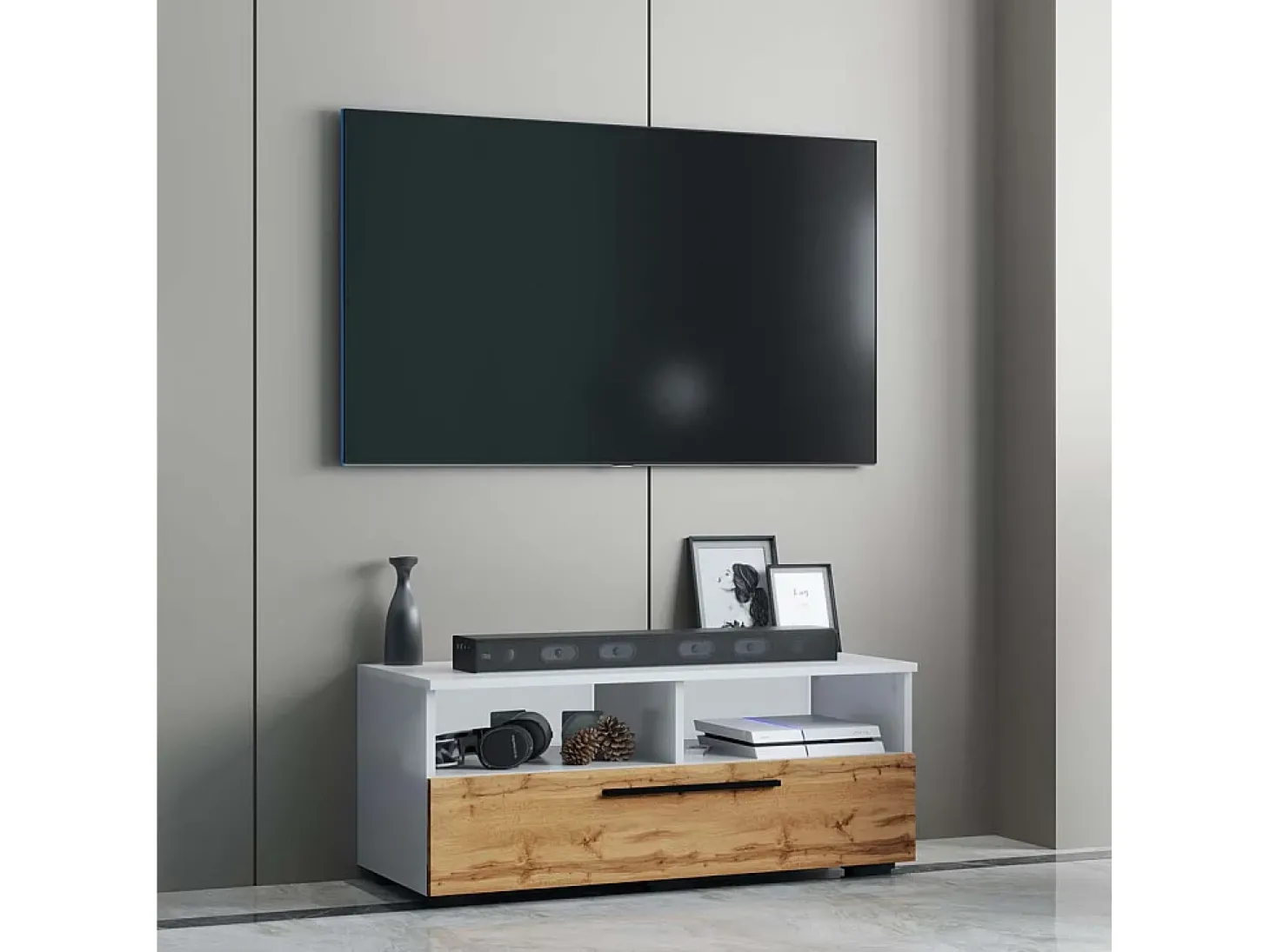 Móveis para TV Arila Branco/carvalho de mel A. 39 x L. 95 x P. 40 cm