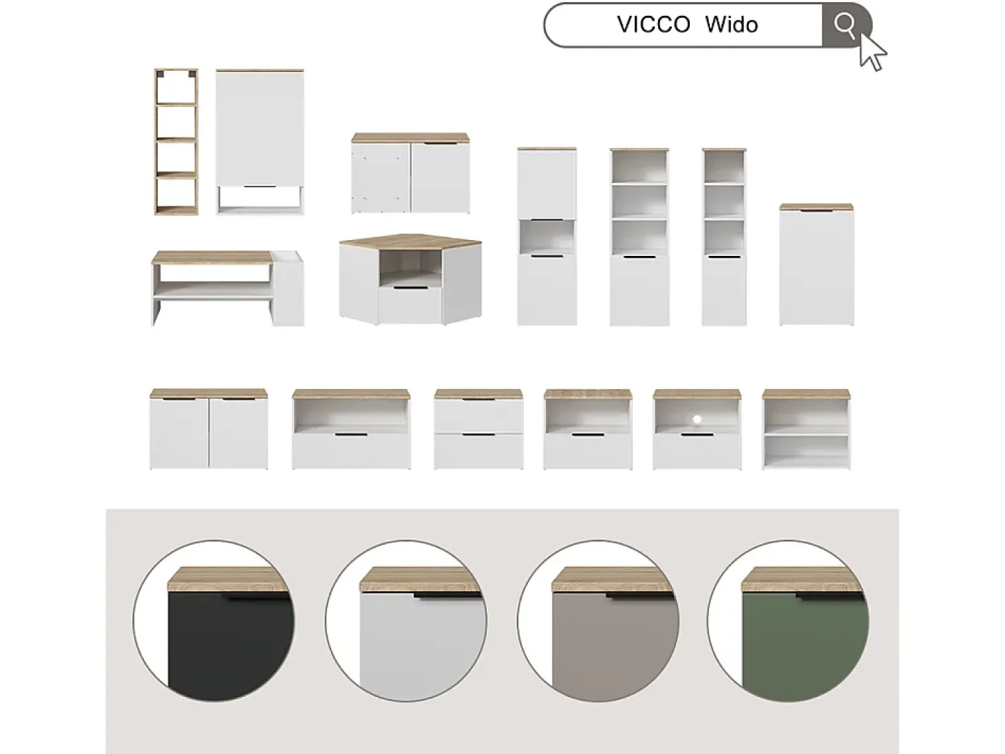 Móvel baixo para TV branco/sonoma 68x68x50 wido