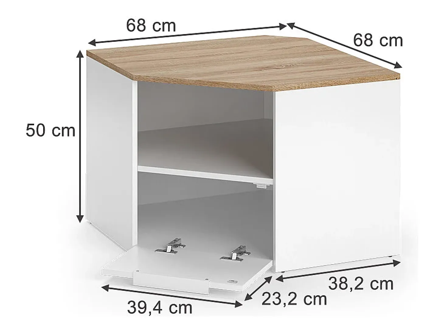 Móvel baixo para TV branco/sonoma 68x68x50 wido