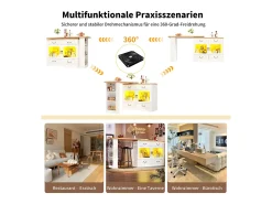Móvel bar extensível - 135/203 x 39 x 92,8 cm - mesa giratória com LEDs + 4 gavetas - MDF - branco