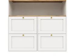Móvel bar giratório 360° - 204 x 39 x 104 cm - com 4 gavetas + prateleiras abertas - MDF - branco