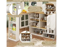 Móvel bar giratório - 204 x 39 x 102,5 cm - com 4 compartimentos de arrumação + 2 portas - MDF - branco