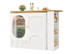 Móvel bar giratório - 138 x 73 x 105 cm - 3 portas + divisórias removíveis - MDF + Metal - branco