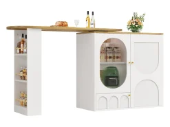 Móvel bar giratório - 138 x 73 x 105 cm - 3 portas + divisórias removíveis - MDF + Metal - branco