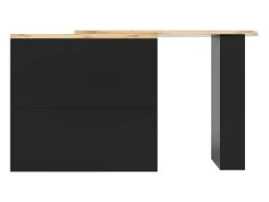 Móvel bar giratório com 2 gavetas, 1 porta e 2 nichos, corpo preto com tampo em folheado de madeira - 138x39x104cm