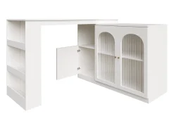 Móvel bar giratório com 3 portas, incluindo 2 portas de vidro, prateleiras abertas incluídas, corpo branco - 120x40x103cm