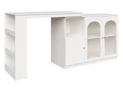 Móvel bar giratório com 3 portas, incluindo 2 portas de vidro, prateleiras abertas incluídas, corpo branco - 120x40x103cm