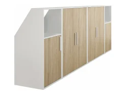 Móvel com inclinação 6 portas e 2 nichos branco e natural - ADEZIO