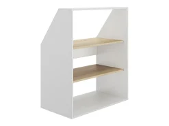 Móvel com inclinação com 2 prateleiras branco e natural - ADEZIO