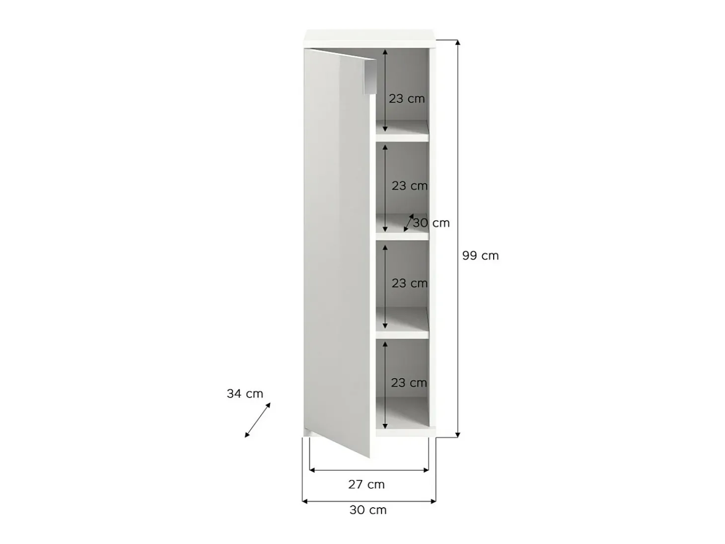 Móvel de Armazenamento BODITE – 1 porta – Branco laqueado – Compacto e moderno