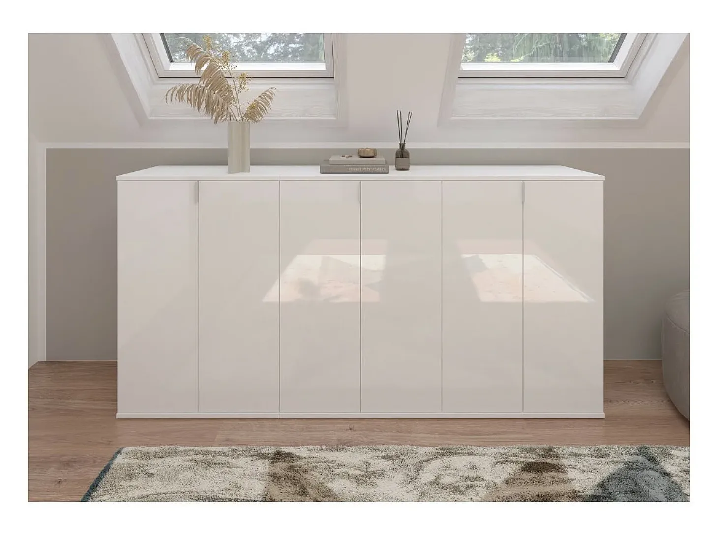Móvel de Armazenamento BODITE – 1 porta – Branco laqueado – Compacto e moderno
