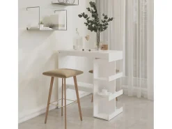 Móvel de bar c/ prateleiras derivados de madeira branco PT997197