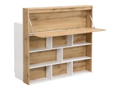 Móvel de bar com 2 portas e 1 gaveta em MDF branco e natural - LAMONIA