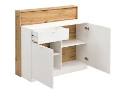 Móvel de bar com 2 portas e 1 gaveta em MDF branco e natural - LAMONIA