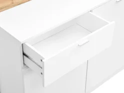 Móvel de bar com 2 portas e 1 gaveta em MDF branco e natural - LAMONIA