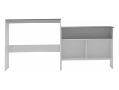 Móvel de bar com 2 tampos 130x40x120 cm branco e cinzento PT100935