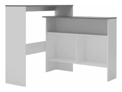 Móvel de bar com 2 tampos 130x40x120 cm branco e cinzento PT100935
