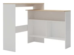 Móvel de bar com 2 tampos 130x40x120 cm branco e carvalho PT698757
