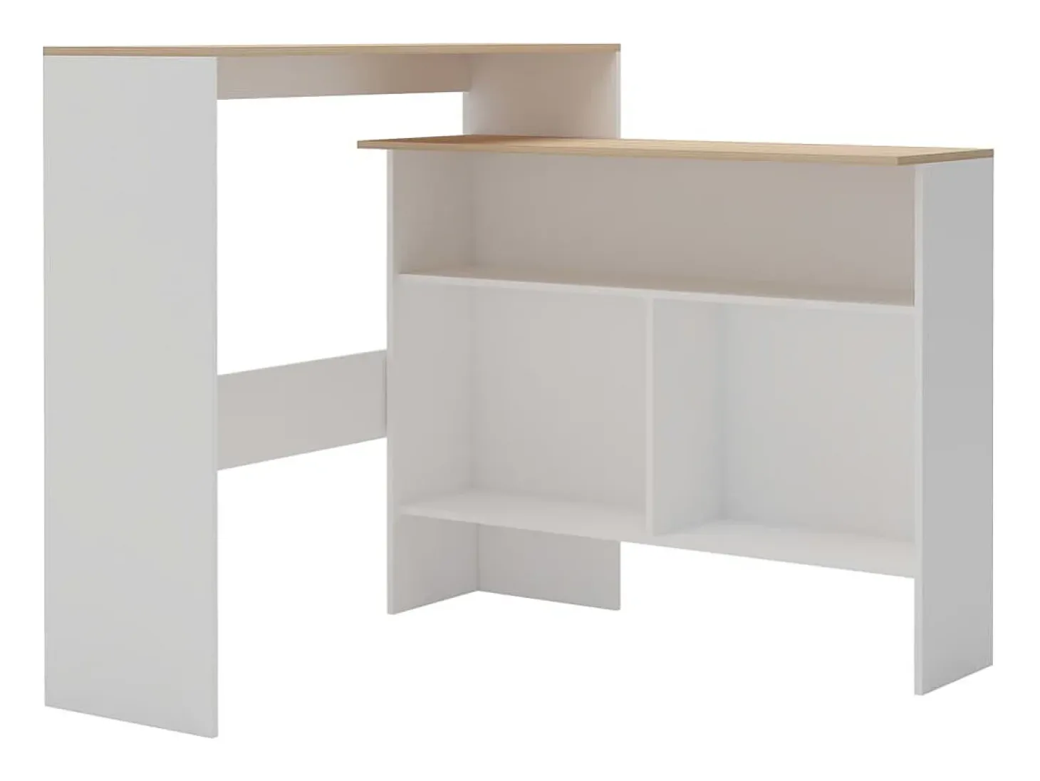 Móvel de bar com 2 tampos 130x40x120 cm branco e carvalho PT698757