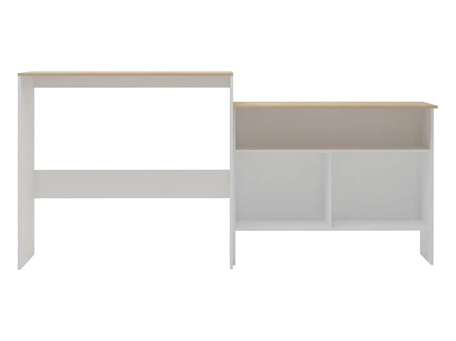 Móvel de bar com 2 tampos 130x40x120 cm branco e carvalho PT698757