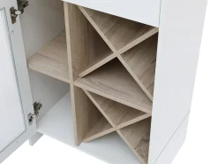 Móvel de bar com espaços de arrumação branco e natural - NIRAYA