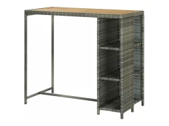 Móvel de bar com prateleiras 120x60x110 cm vime PE cinzento PT254018