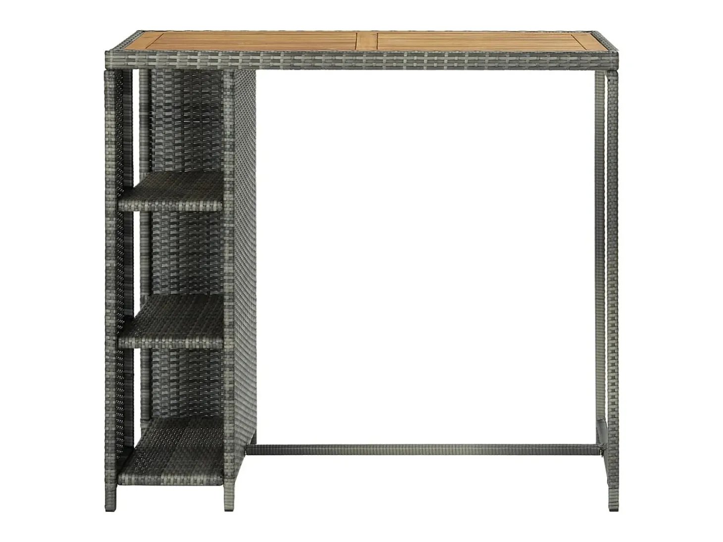 Móvel de bar com prateleiras 120x60x110 cm vime PE cinzento PT254018