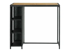 Móvel de bar com prateleiras 120x60x110 cm vime PE preto PT810012
