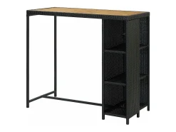 Móvel de bar com prateleiras 120x60x110 cm vime PE preto PT810012