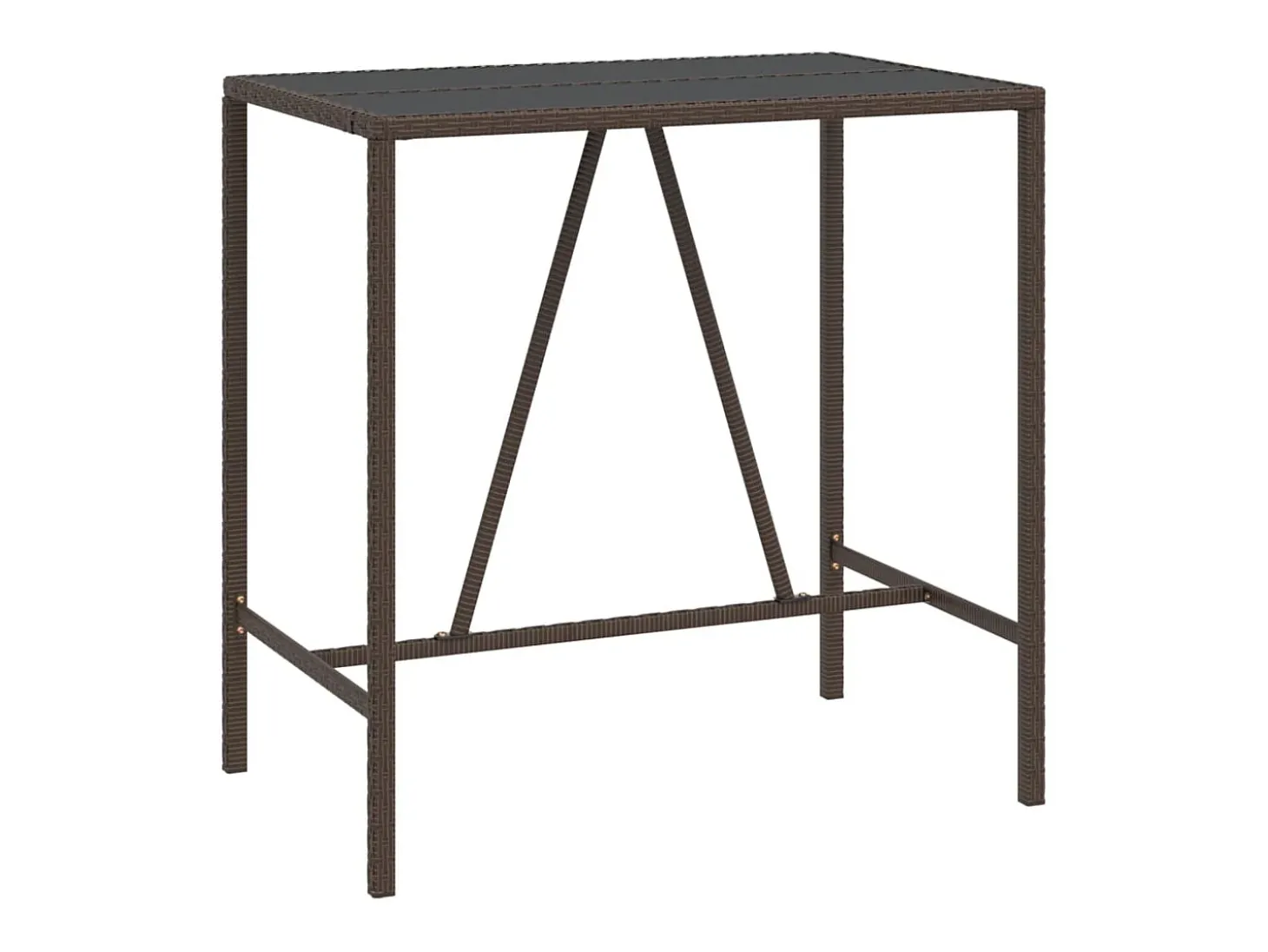 Móvel de bar com tampo de vidro 110x70x110 cm vime PE castanho PT845799