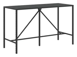 Móvel de bar com tampo de vidro 180x70x110 cm vime PE preto PT651435