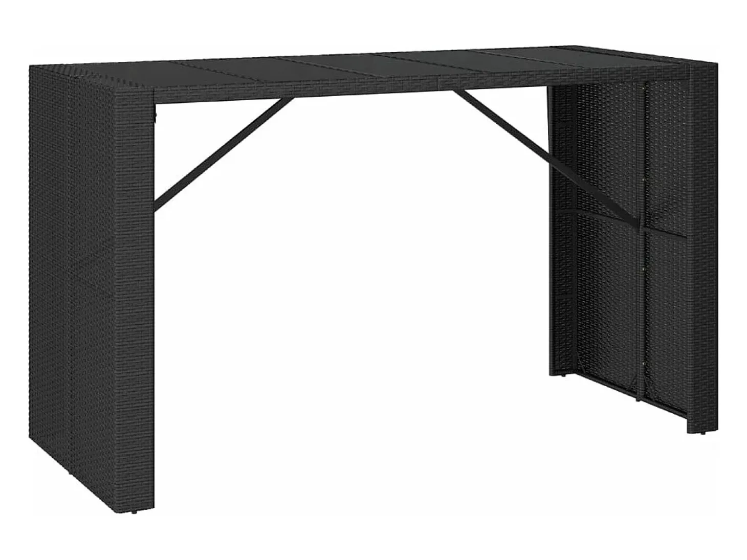 Móvel de bar com tampo de vidro 185x80x110 cm vime PE preto PT575082