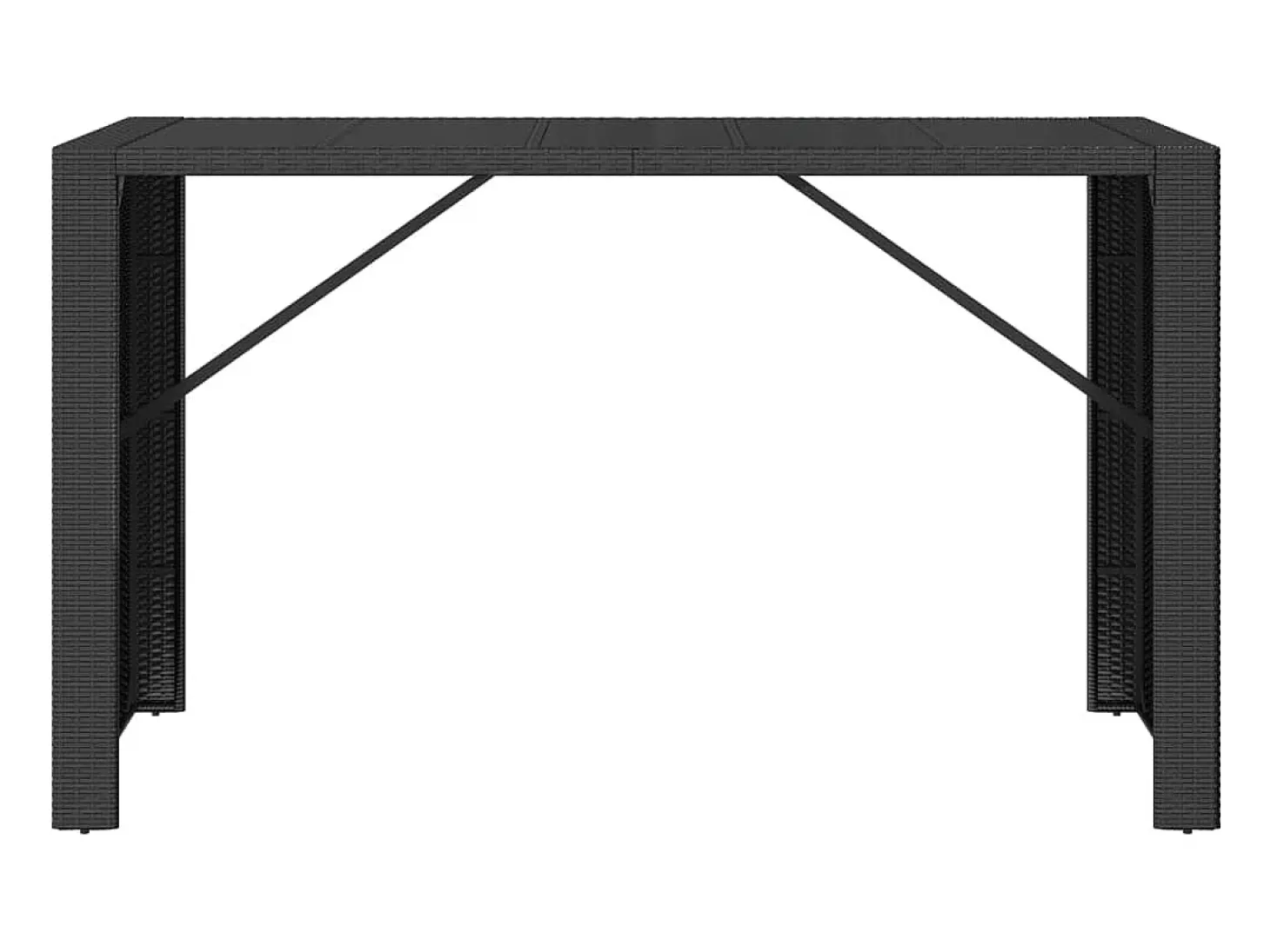 Móvel de bar com tampo de vidro 185x80x110 cm vime PE preto PT575082