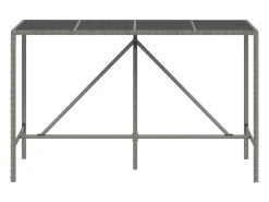 Móvel de bar com tampo de vidro 180x70x110 cm vime PE cinzento PT327962