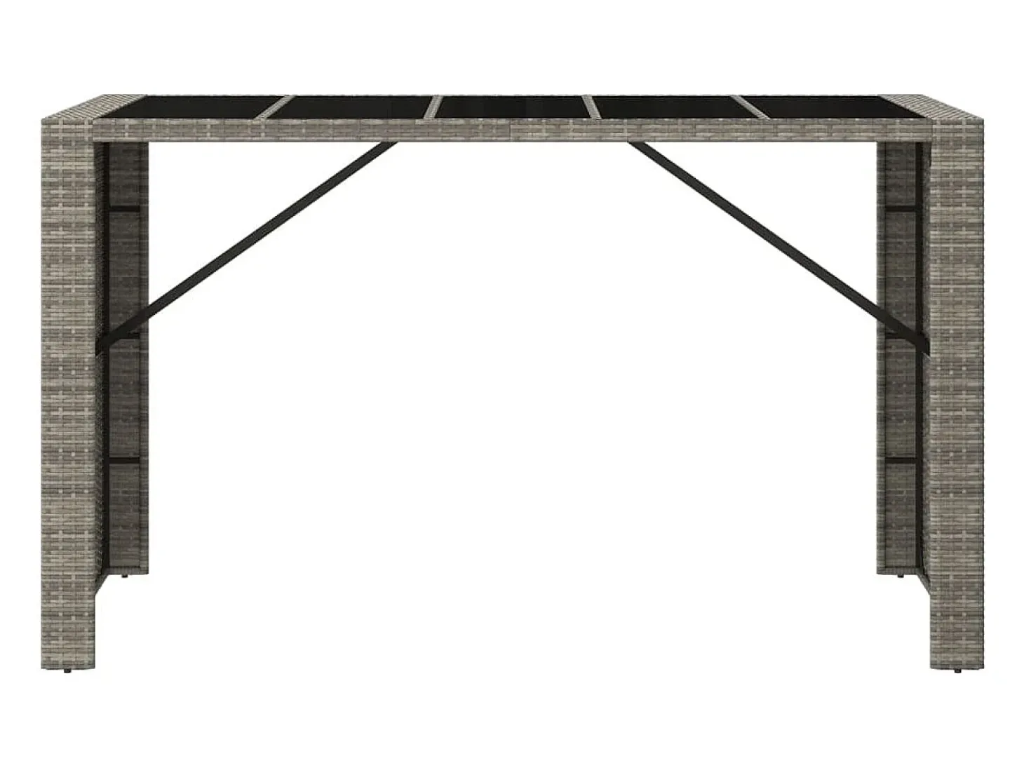 Móvel de bar com tampo de vidro 185x80x110 cm vime PE cinzento PT634603