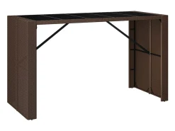Móvel de bar com tampo de vidro 185x80x110 cm vime PE castanho PT706466