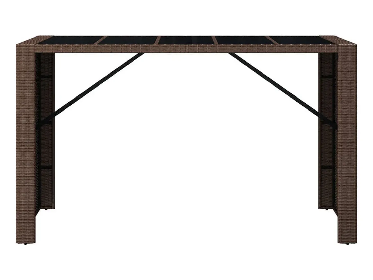 Móvel de bar com tampo de vidro 185x80x110 cm vime PE castanho PT706466