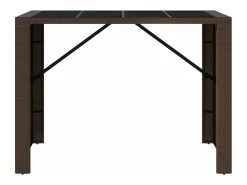 Móvel de bar com tampo de vidro 145x80x110 cm vime PE castanho PT744062