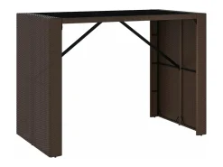 Móvel de bar com tampo de vidro 145x80x110 cm vime PE castanho PT744062