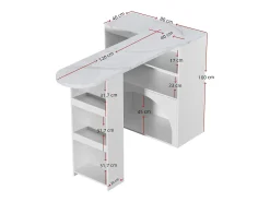 Móvel de bar extensível 120 (+80)×40×100 cm - com espaço de descanso para animais - prateleiras abertas - branco