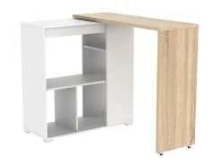 Móvel de bar extensível - Branco e carvalho - SATURNE