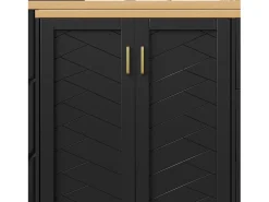 Móvel de bar extensível - pivotante - 228x39x104cm - con 2 portas e 3 gavetas - con prateleiras laterais - Preto