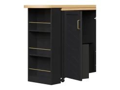Móvel de bar extensível - pivotante - 228x39x104cm - con 2 portas e 3 gavetas - con prateleiras laterais - Preto